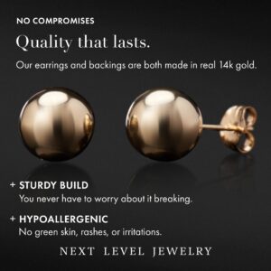 14K Yellow Gold Polished Ball Stud Earrings 3MM - 8MM, Gold Ball Earrings for Women, Gold Stud Earrings for Women 14K Real Gold, Gold Post Earrings, 100% Real 14K Gold, Next Level Jewelry - 5mm