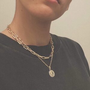 Turandoss Gold Necklaces for Women - 14K Gold Coin Pendant Layering Link Chain Choker Layered Gold Necklaces for Women Jewelry Gifts