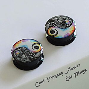 FLYUN Ear Gauges Plugs and Tunnels Ear Stretcher Expander 6mm-25mm Double Flared Screw Plug Piecing Jewelry (0G (8mm))