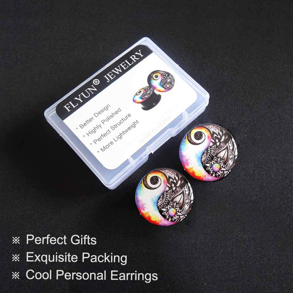 FLYUN Ear Gauges Plugs and Tunnels Ear Stretcher Expander 6mm-25mm Double Flared Screw Plug Piecing Jewelry (0G (8mm))