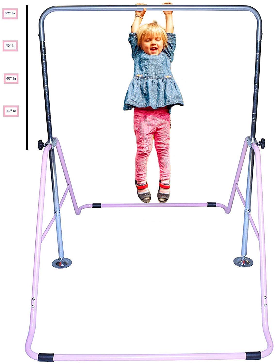 GYMPRO Kids Gymnastics Bar Horizontal Bar Junior Gymnastic Training Equipment Height Adjustable Climb Tower Balance Bar Asymmetric Bar Playground (Pink)