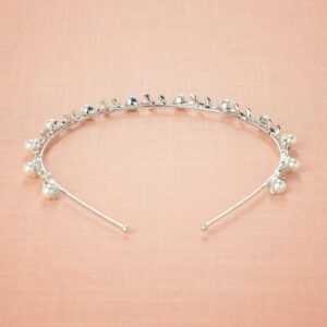 SWEETV Flower Girl Headpiece Silver Pearl Girls Headband for Wedding Princess Hair Accessories for Birthday Party, First Communion