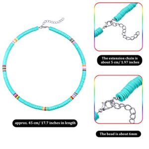 Hicarer 6 Pcs Beaded Choker Necklace for Women Surfer Necklace Colorful Heishi Necklace Boho Seed Bead Choker Set Women Bohemian Necklaces Trendy Western Necklaces jewelry