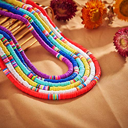 Hicarer 6 Pcs Beaded Choker Necklace for Women Surfer Necklace Colorful Heishi Necklace Boho Seed Bead Choker Set Women Bohemian Necklaces Trendy Western Necklaces jewelry