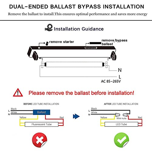 T8 T10 T12 2FT LED Light Tube - 8W LED Replacement for 24 inch Fluorescent Bulb, 20W Equivalent, 1120Lm, 5000K Daylight White, Ballast Bypass, Dual-End Powered, Clear Cover (Pack of 4)
