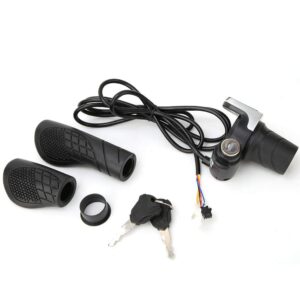 36V E-Bike Twist Grip Throttle with LCD Display and Key Lock, Universal Fit, Easy Install Handlebar Power Indicator for Electric Bikes/Scooters/Motorcycles