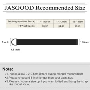 JASGOOD 2 Pack Men Black Canvas Belt, Webbing Cloth D Ring Buckle Belt Extra Long with Metal Tip for Pants (Black/Gray,Fit Waist Size 34-39 inch)