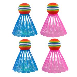 VOSAREA 4pcs LED Lighting Nylon Badminton Shuttlecocks Practical Sports Supplies Exercise Accessories for Indoor Outdoor Playing (2PCS Blue, 2PCS Pink)