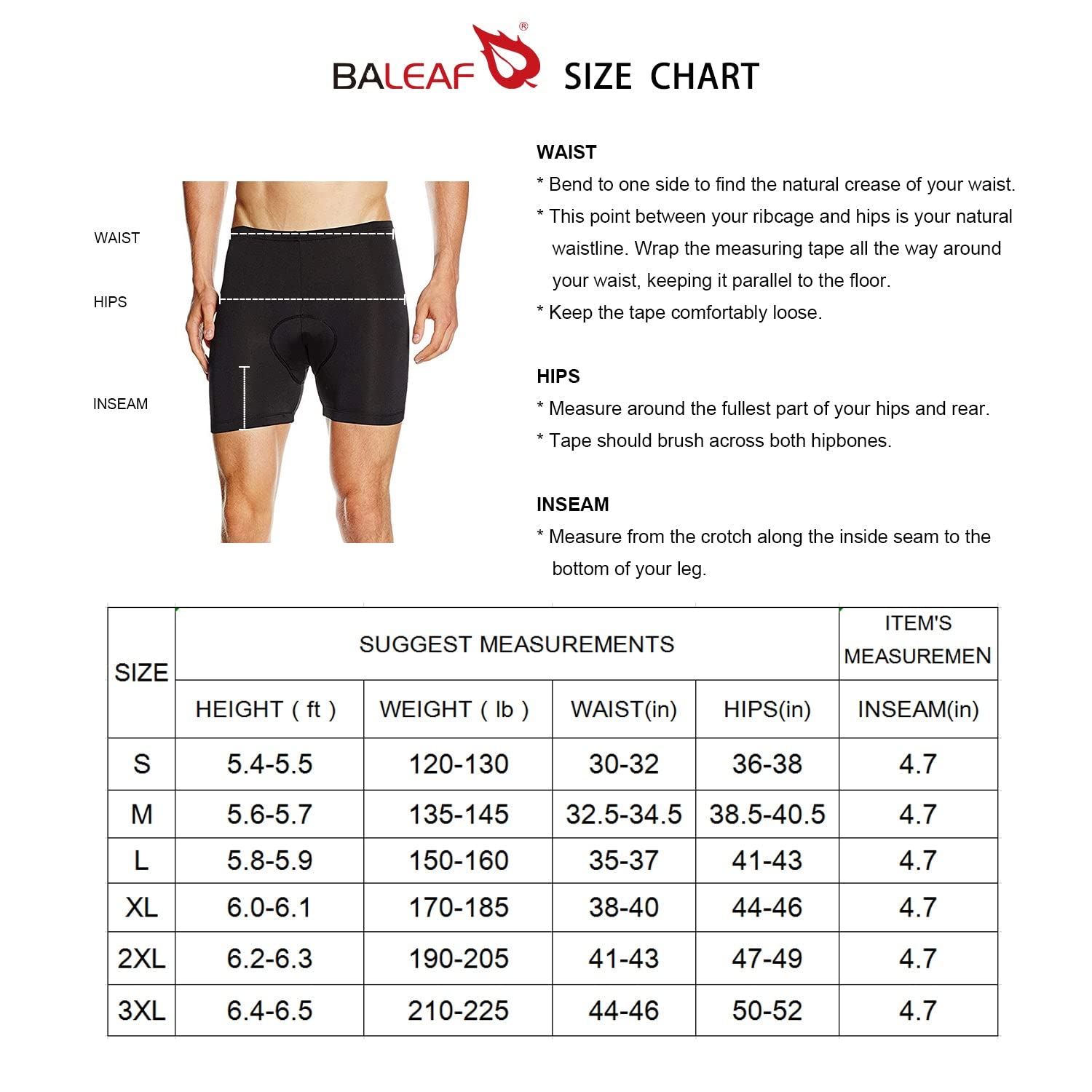 BALEAF Men's Bike Shorts 3D Padded Cycling Underwear with Padding Anti-slip Silicon Mountain Biking Bicycle Gear Grey XL