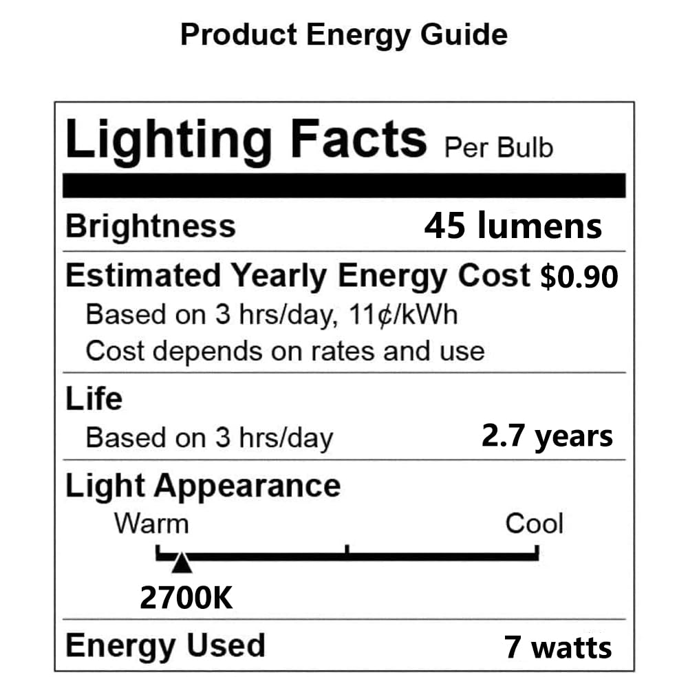 WokHok 7 Watt Night Light Bulb and Salt Lamps Replacement Bulbs,C7/7 Watt/120 V/45 Lumen,E12 Candelabra Base Clear Glass Incandescent Bulbs,12 Pack