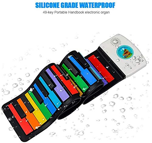 Roll Up Piano 49 Keys Portable Upgrade Rechargeable ElectronicPiano Keyboard for Kids/Beginners Rainbow