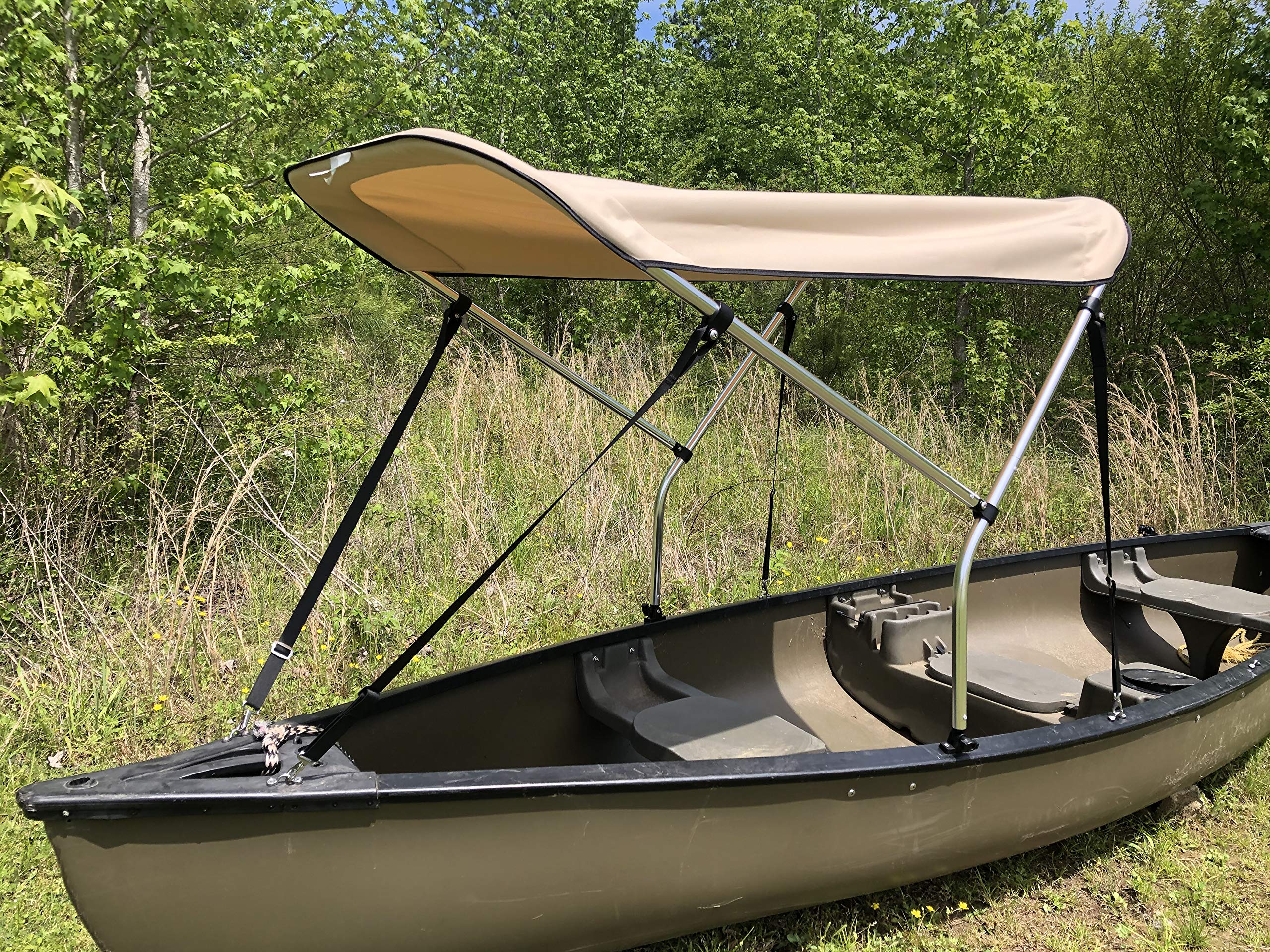 Beige 2' by 5' Sun Shade/Canopy/Umbrella for Canoe/Kayak by Cypress Rowe Outfitters, Blocks UV, Rain