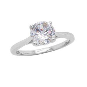 elegant sterling silver solitaire cz engagement ring (medium)