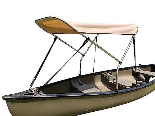 Cypress Rowe Outfitters Beige Canoe/Kayak Sun Shade/Canopy Bimini Top - Perfect Umbrella for Kayaking, Canoeing, Fishing Awning to Block UV & Heat Rays and Rain Protection