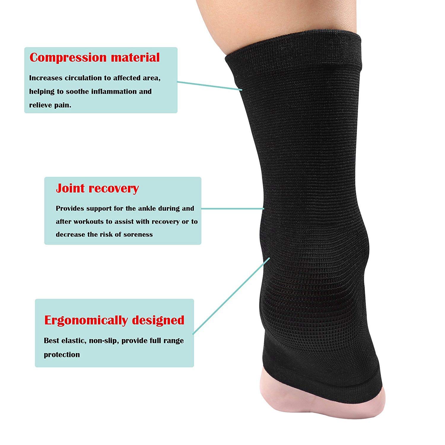 Qiilu Ankle Brace for Women and Men, Elastic Ankle Support Brace Foot Guard Sprains Injury Wrap Bandages Strap Breathable