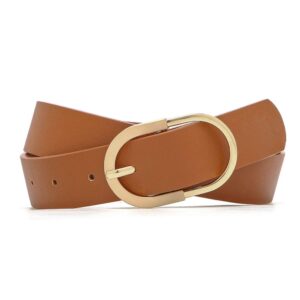 Earnda Womens Belts for Jeans Faux Leather Strap Brown Large