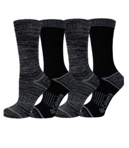 columbia women's 4 pack moisture control crew socks, black, shoe size 4-10