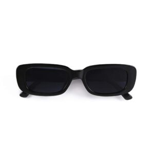 bojod rectangle sunglasses for women men fashion trendy chunky frame 90s rectangle sunglasses black