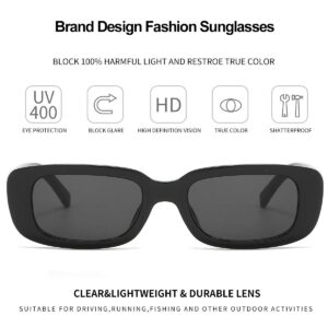 BOJOD Rectangle Sunglasses for Women Men Fashion Trendy Chunky Frame 90s Rectangle Sunglasses Black