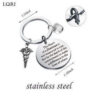 LQRI Dietitian Gift Dietitian Thank You Gift The Heart of A Dietitian Is Not Measured In Size Keychain Nutritionist Gift Registered Dietitian Gift Food Teacher Appreciation Gift (silver)