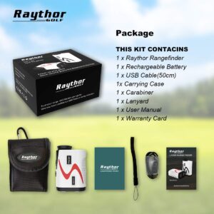 Raythor Pro Golf Rangefinder for Professional Golfers, Laser Range Finder with Slope & Non Slope Physical Switch, Flag-Lock with Pulse Vibration, Continuous Scan, Rechargeable