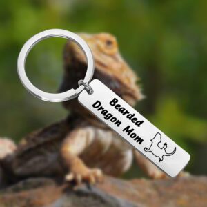 LQRI Bearded Dragon Mom Keychain Bearded Dragon Gifts For Women Pet Moms Animal Lovers Jewelry Funny Bearded Dragon Pet Lizard Lover Gift Reptile Owner Gift for Her (silver)