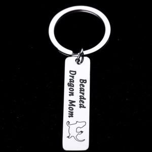 LQRI Bearded Dragon Mom Keychain Bearded Dragon Gifts For Women Pet Moms Animal Lovers Jewelry Funny Bearded Dragon Pet Lizard Lover Gift Reptile Owner Gift for Her (silver)