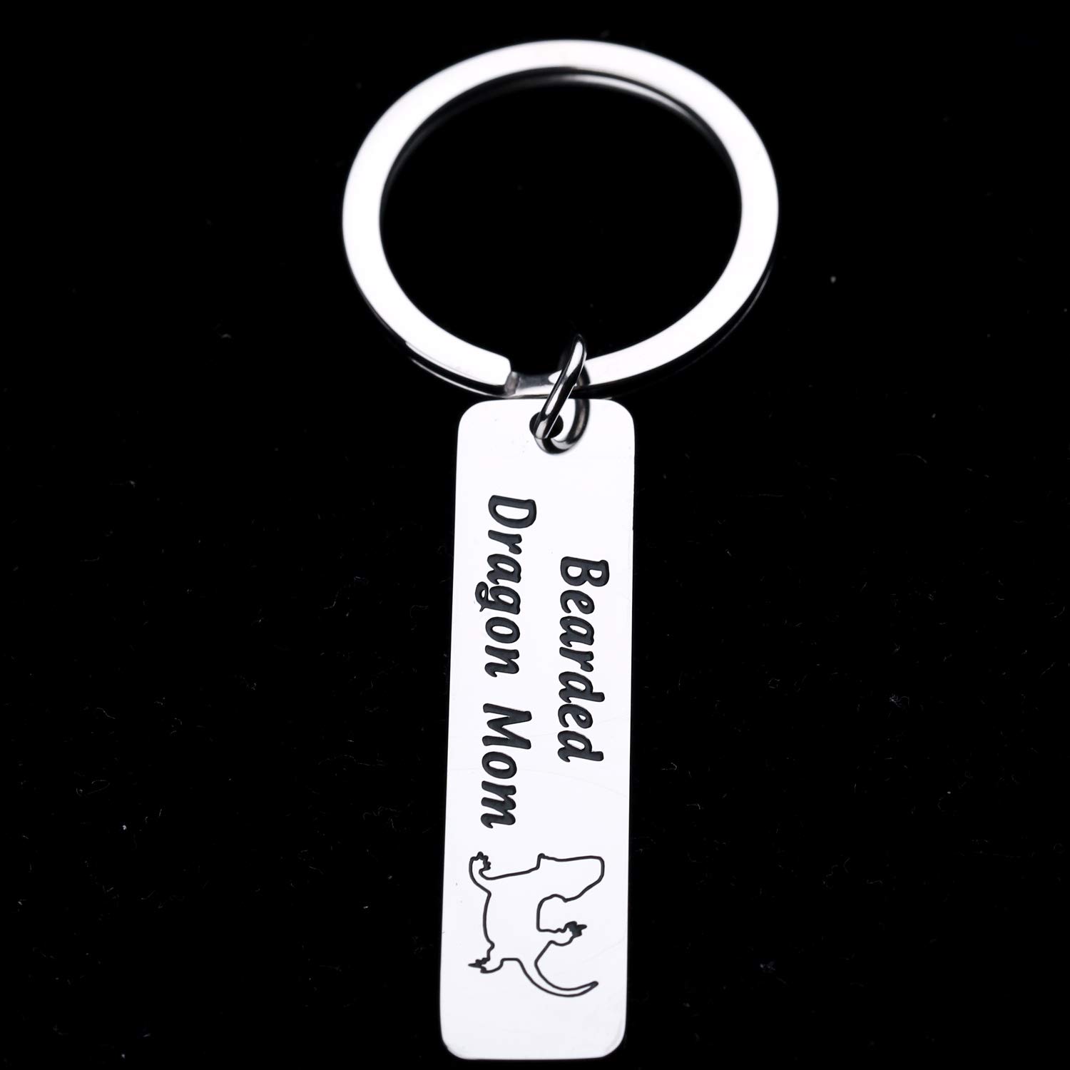 LQRI Bearded Dragon Mom Keychain Bearded Dragon Gifts For Women Pet Moms Animal Lovers Jewelry Funny Bearded Dragon Pet Lizard Lover Gift Reptile Owner Gift for Her (silver)