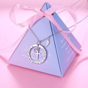 FLYOW 925 Sterling Silver Memorial Necklace A Piece of My Heart is in Heaven Pendant Jewelry in Memory of Mom Dad Grandma Grandpa Baby Loss Memorial Gift