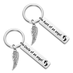 wusuaned child memorial keychain uncle/aunt of an angel sympathy gift loss of child gift (uncle aunt set)