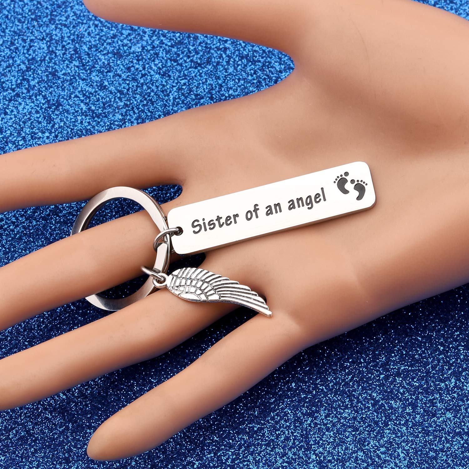 WUSUANED Baby Memorial Keychain Sister/Brother of an Angel Sympathy Gift Loss of Baby Gift (sister of an angel keychain)