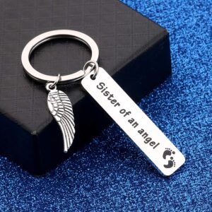 WUSUANED Baby Memorial Keychain Sister/Brother of an Angel Sympathy Gift Loss of Baby Gift (sister of an angel keychain)