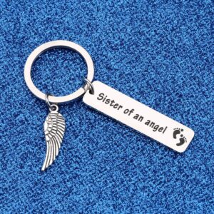 WUSUANED Baby Memorial Keychain Sister/Brother of an Angel Sympathy Gift Loss of Baby Gift (sister of an angel keychain)