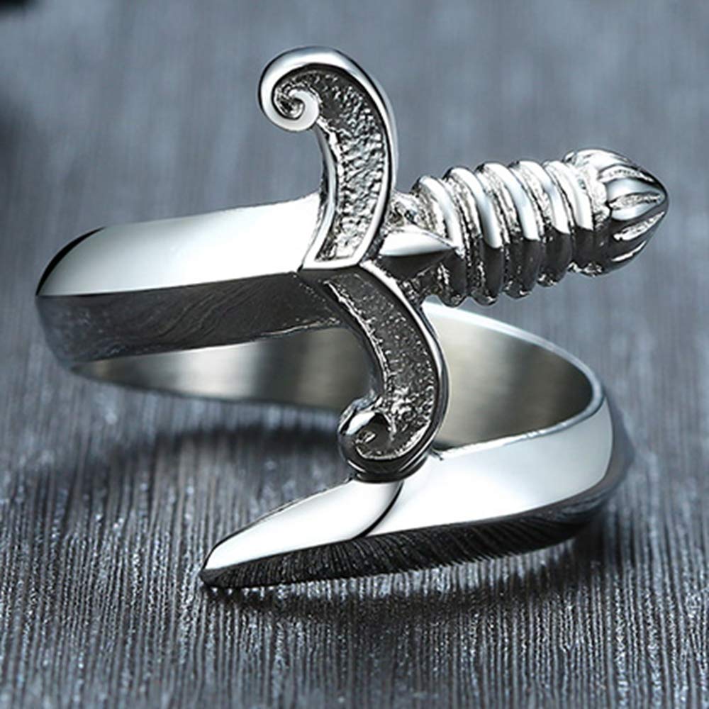 Jude Jewelers Stainless Steel Knift Dagger Style Cocktail Party Biker Ring (Silver, 10)