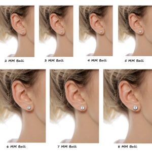 Tornito 14 Pairs Stainless Steel Ball Stud Earrings Barbell Cartilage Tragus Helix Ear Piercing For Men Women 2-8mm Silver Black