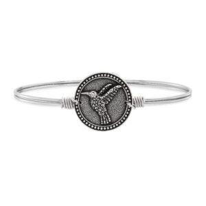 luca + danni hummingbird bangle bracelet for women - silver tone regular size made in usa