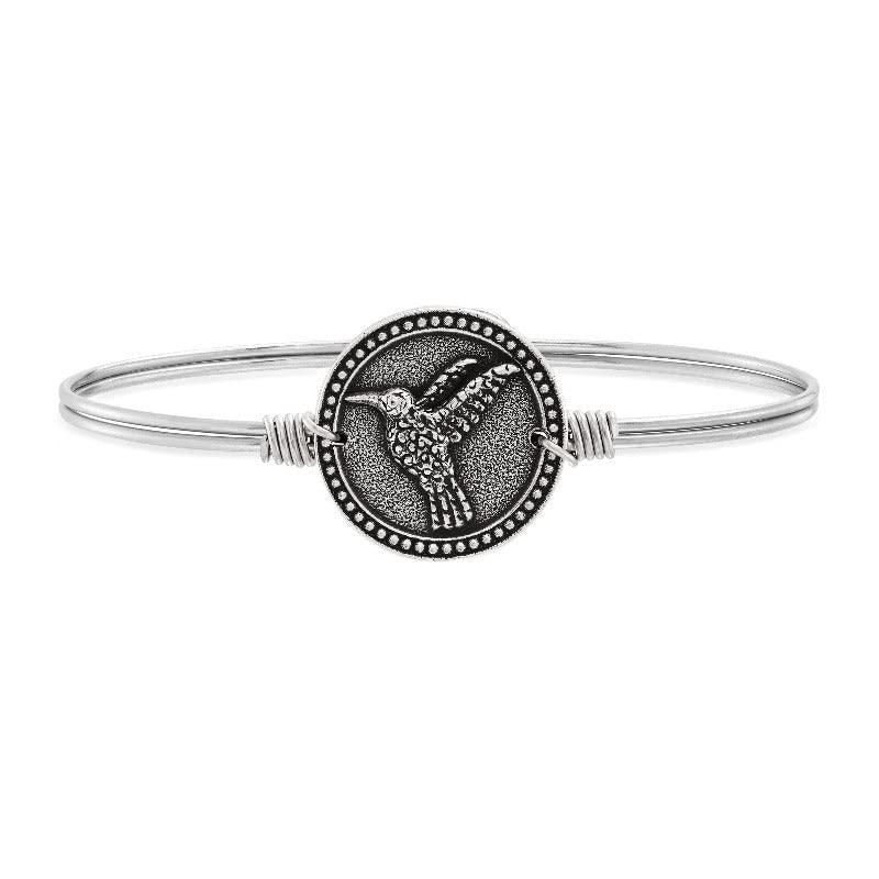 Luca + Danni Hummingbird Bangle Bracelet For Women - Silver Tone Regular Size Made in USA