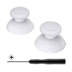 extremerate white replacement 3d joystick thumbsticks, analog thumb sticks with cross screwdriver for nintendo switch pro controller