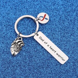 WUSUANED CHD Keychain Mom/Dad of A Heart Warrior Keychain Congenital Defect Awareness Gift for Heart Warrior Mom Dad (dad of a heart warrior K)