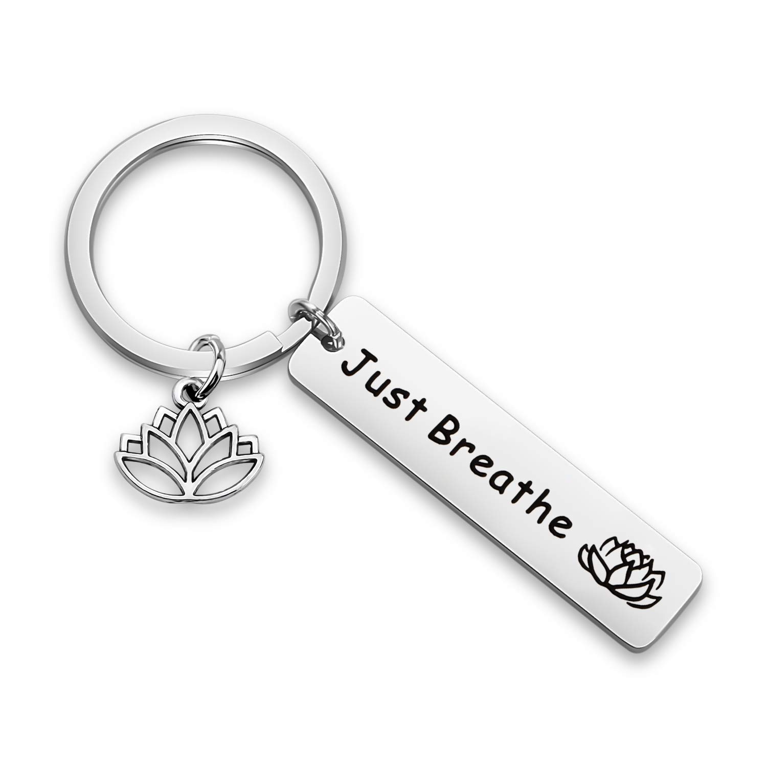 WUSUANED Breathe Lotus Keychain Yoga Jewelry Inspirational Gift for Women Girls