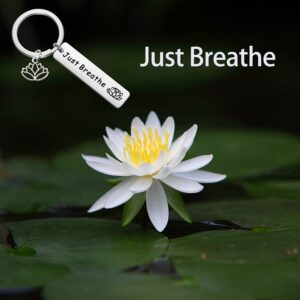 WUSUANED Breathe Lotus Keychain Yoga Jewelry Inspirational Gift for Women Girls