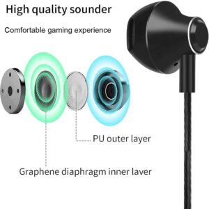 S&H 3.5MM Gaming Earbuds for PS4, PS5, New Xbox One, Cellphones, PC, Laptop, Earphones Wired Stereo Bass in-Ear HiFi Stereo Headphones with Microphone and Volume-Control (Black)