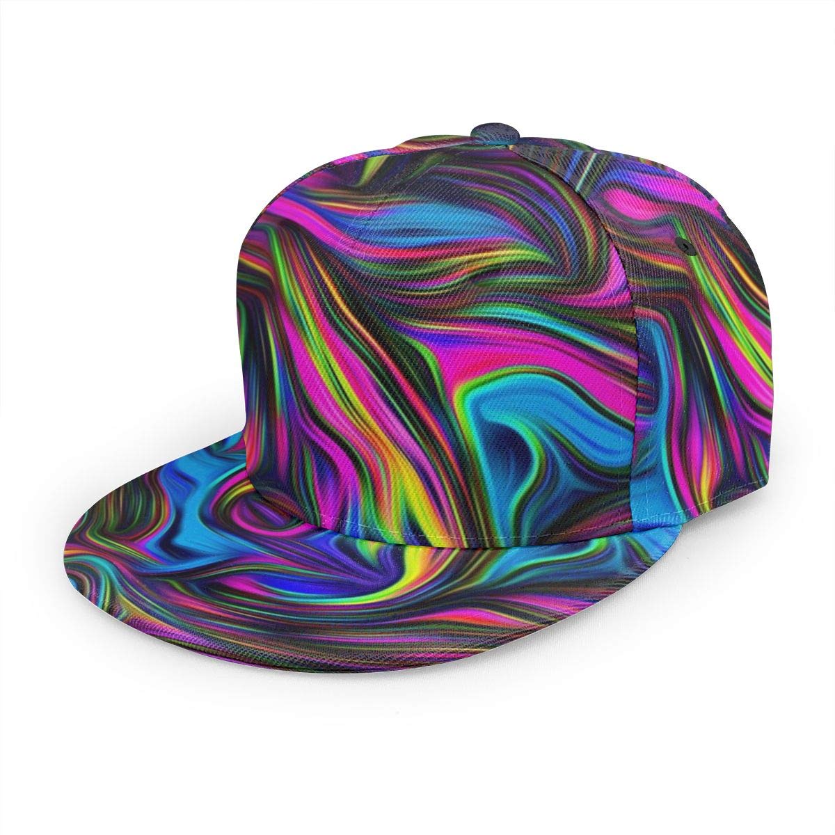 YEGFTSN Baseball Cap Men Women - Colorful Tie Dye Adjustable 3D Printed Snapback Flat Bill Hip Hop Hat