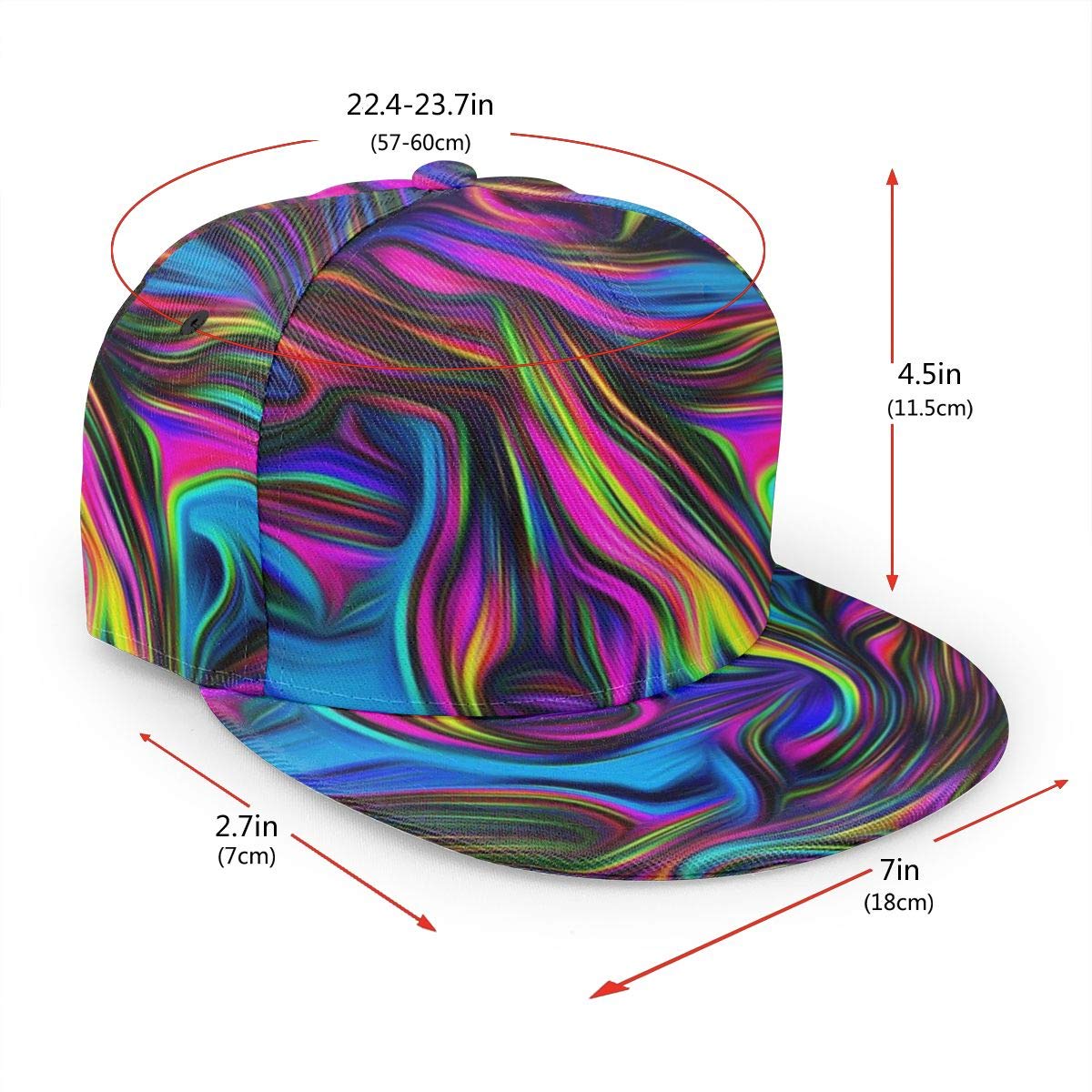 YEGFTSN Baseball Cap Men Women - Colorful Tie Dye Adjustable 3D Printed Snapback Flat Bill Hip Hop Hat