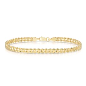 floreo 10k yellow gold double rope chain bracelet, 7 inch