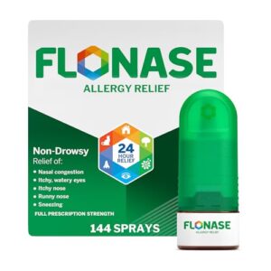 Flonase Allergy Relief Nasal Spray, 24 Hour Non Drowsy Allergy Medicine, Metered Nasal Spray - 144 Sprays- Fall and Seasonal Allergy Relief