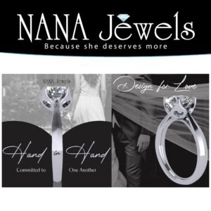 NANA Jewels Heart & Soul Silver 9.0mm (3ct) Round Cut Zirconia Solitaire Engagement Ring - Platinum Plated - Size 7