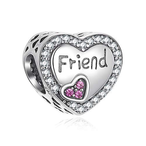 Best Friend Charm Sterling Silver Forever Heart Bead fits Pandora Bracelets for Women