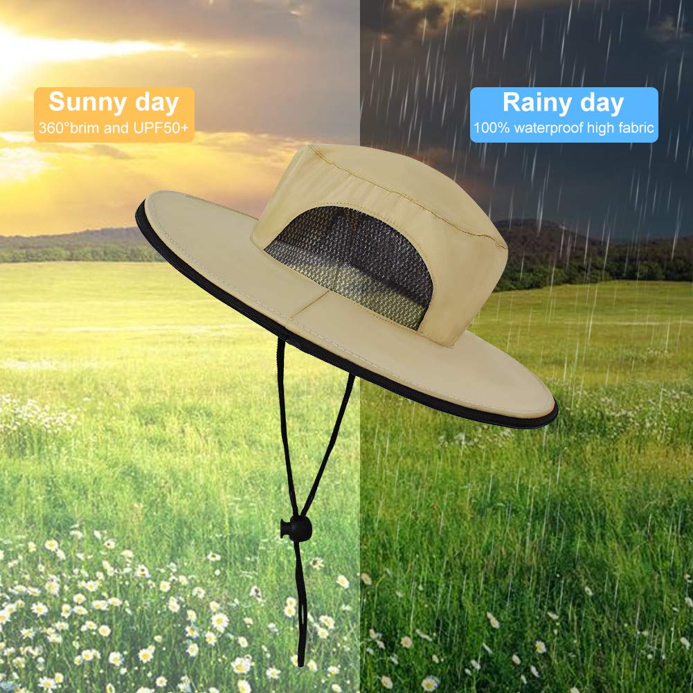 Mosquito Head Net Hat Sun Hats with Removable Mosquito Net Mesh Cover(2 Pack,Khaki and Light Gray)