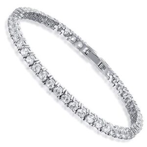 shka | aaa + 3.0mm cubic zirconia | silver tennis bracelet for women | 6.5 inch-7.5 inch